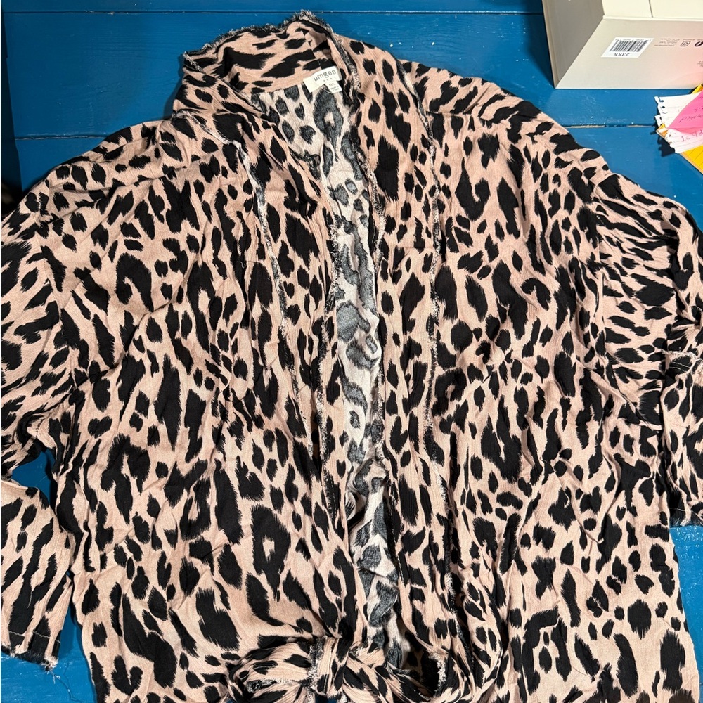 Umgee Animal Print Open Front Cardigan
